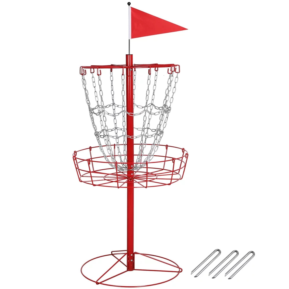 Metal Flying Disc Basket 12-Chain SmileMart Red Disc Portable Target, Golf Golf