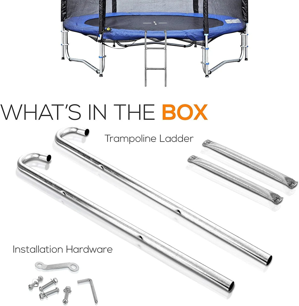 Galvanized Access - Step inch. 2 Ladder Weather SereneLife Climbing Trampoline Steel 4.7 Resistant