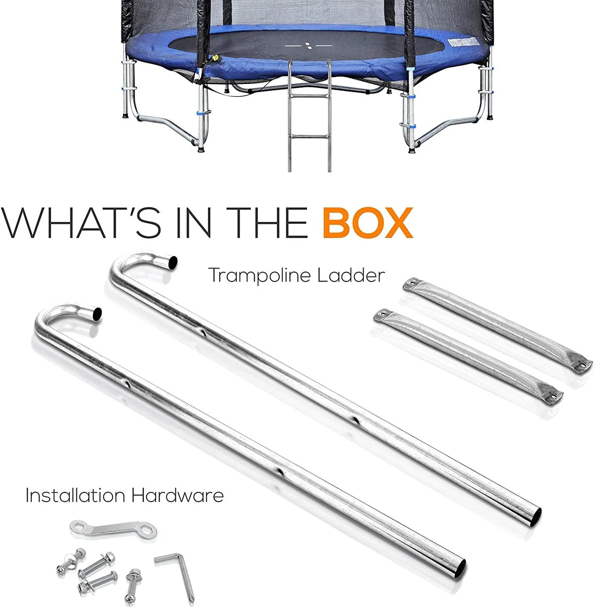 Galvanized Access - Step inch. 2 Ladder Weather SereneLife Climbing Trampoline Steel 4.7 Resistant
