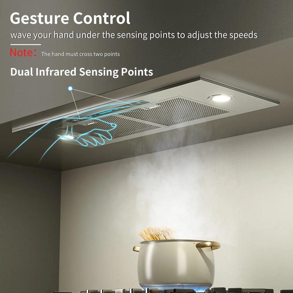 Ductless CFM Convertible Control Gesture 4 Range Stainless (Kit Included), Inch, Speed with Vent Kitchen 36 Insert Hoods 900 Panel, Ducted Steel Inch) (36 Sensing&Touch HisoHu