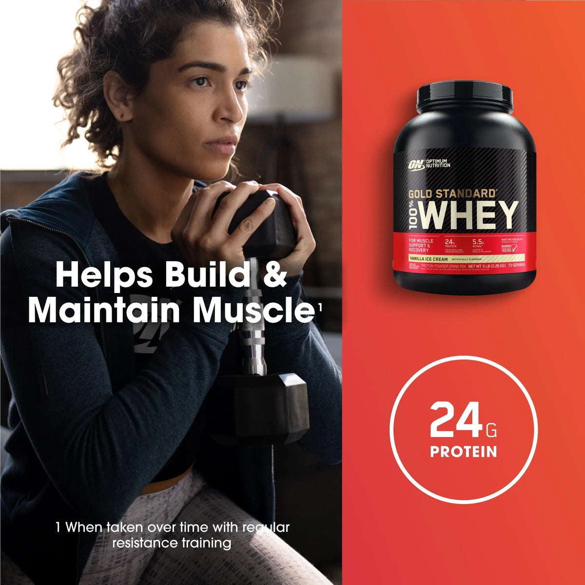 Gold Vanilla Standard Powder, Whey Protein Servings 100% lb, Cream, Nutrition, 73 Optimum Ice 5