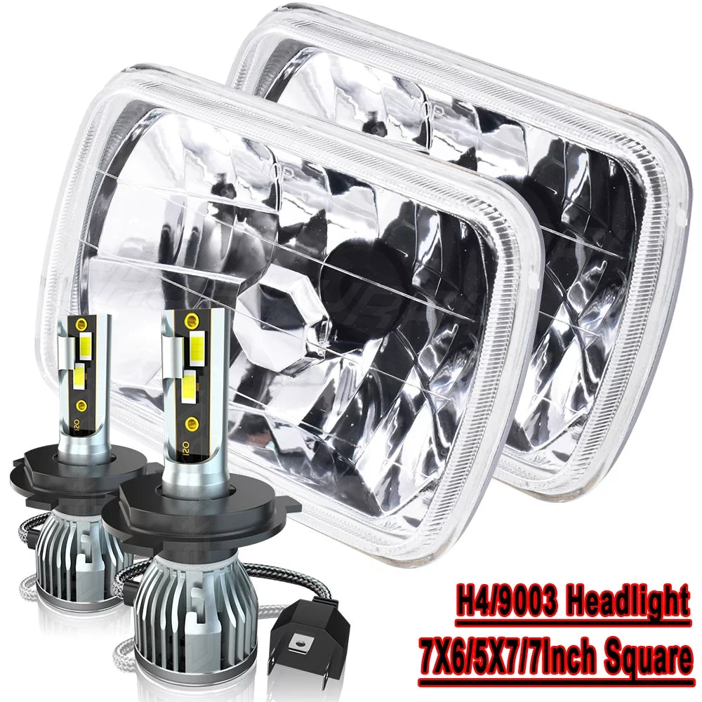 Cherokee 1986-1995 LED Jeep Wrangler Headlights 7x6" XJ 5X7" For 2x YJ 1984-2001
