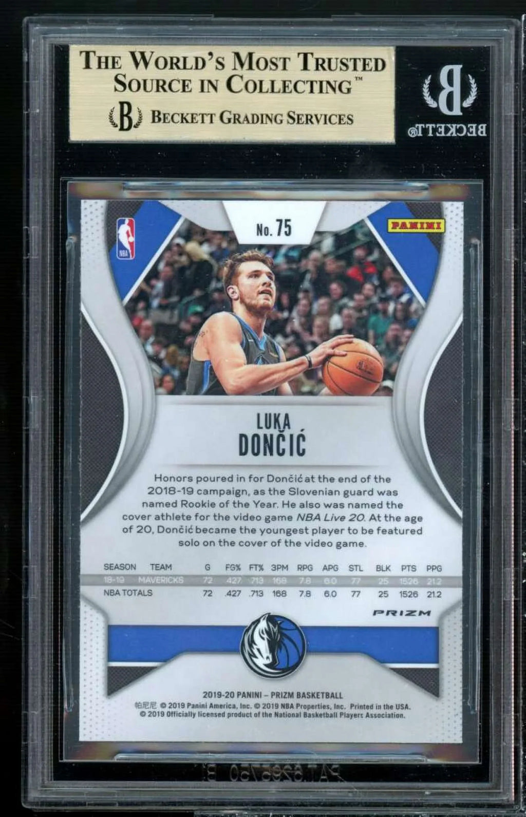 9.5 Luka Card 9.5 Prizms 9.5) #75 BGS Green (9 Doncic Prizm 9.5 2019-20 Panini
