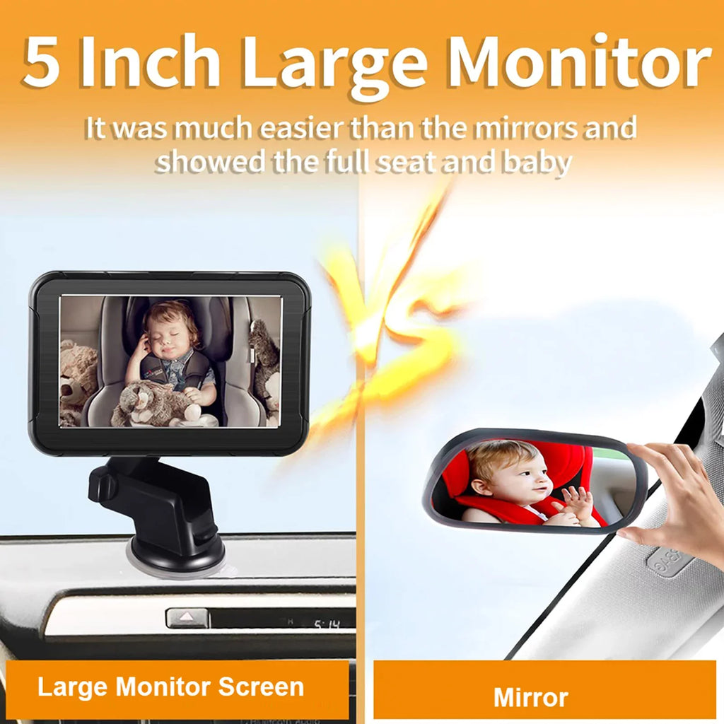 Rear Resolution Dcenta for Baby Night Inch Facing 5 150° Car Camera Wide Vision-Invigilator Display, Seat, High View, Mirror