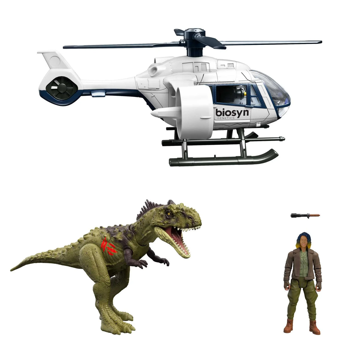 Figure Combat Jurassic Pack & World Action DinosaurToy Kayla with Copter Dominion Helicopter,