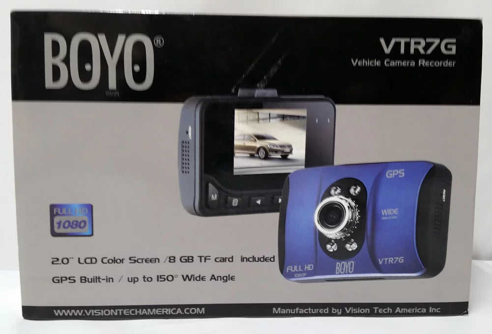 HD Built-in and Recorder Dash with "Black Box" Cam Display 2.0" BOYO VTR7G Full LCD GPS