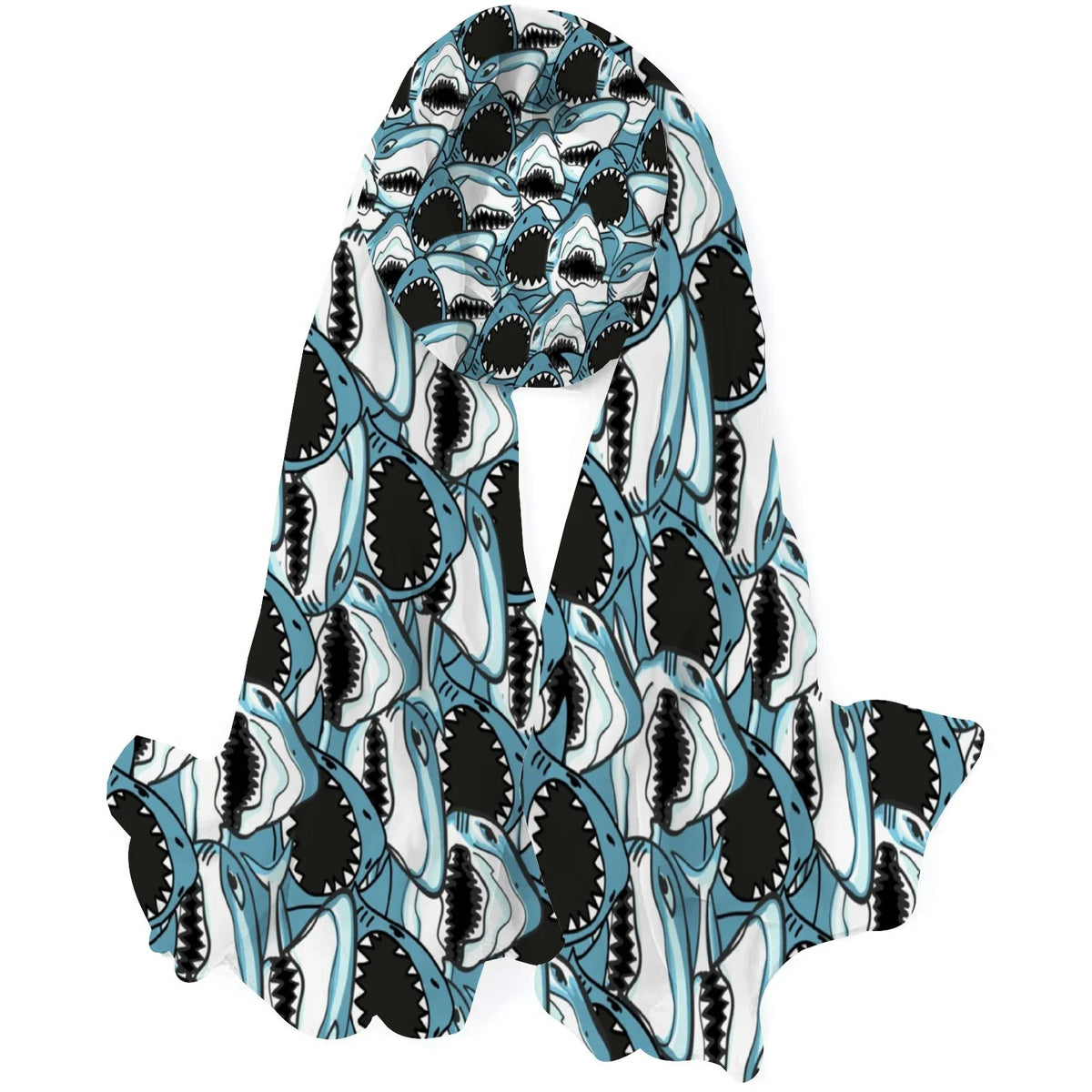 Long Shawls Angry Hair Oblong Scarf Neck Wraps Women Gift for Wraps Packed Shark Large Sunscreen Headscarf Silk FREEAMG