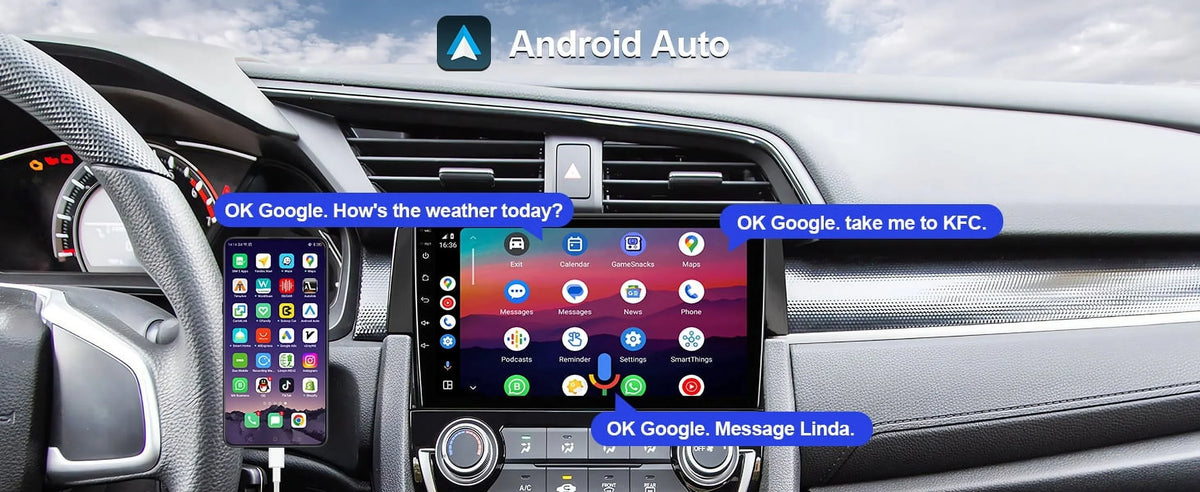 Auto Camera Wireless Stereo Din 6+128G 12 for Carplay/Android Double SWC Built-in Backup Honda Inch 2016-2020 Android Car Radio AUX-in with Touchscreen Civic 9