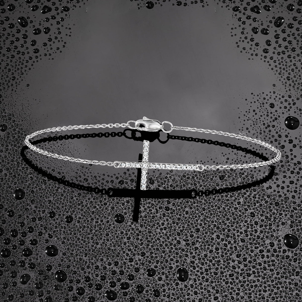 Cross Women's, 14kt Bracelet Ross-Simons Sideways Diamonds, Gold Adult With White
