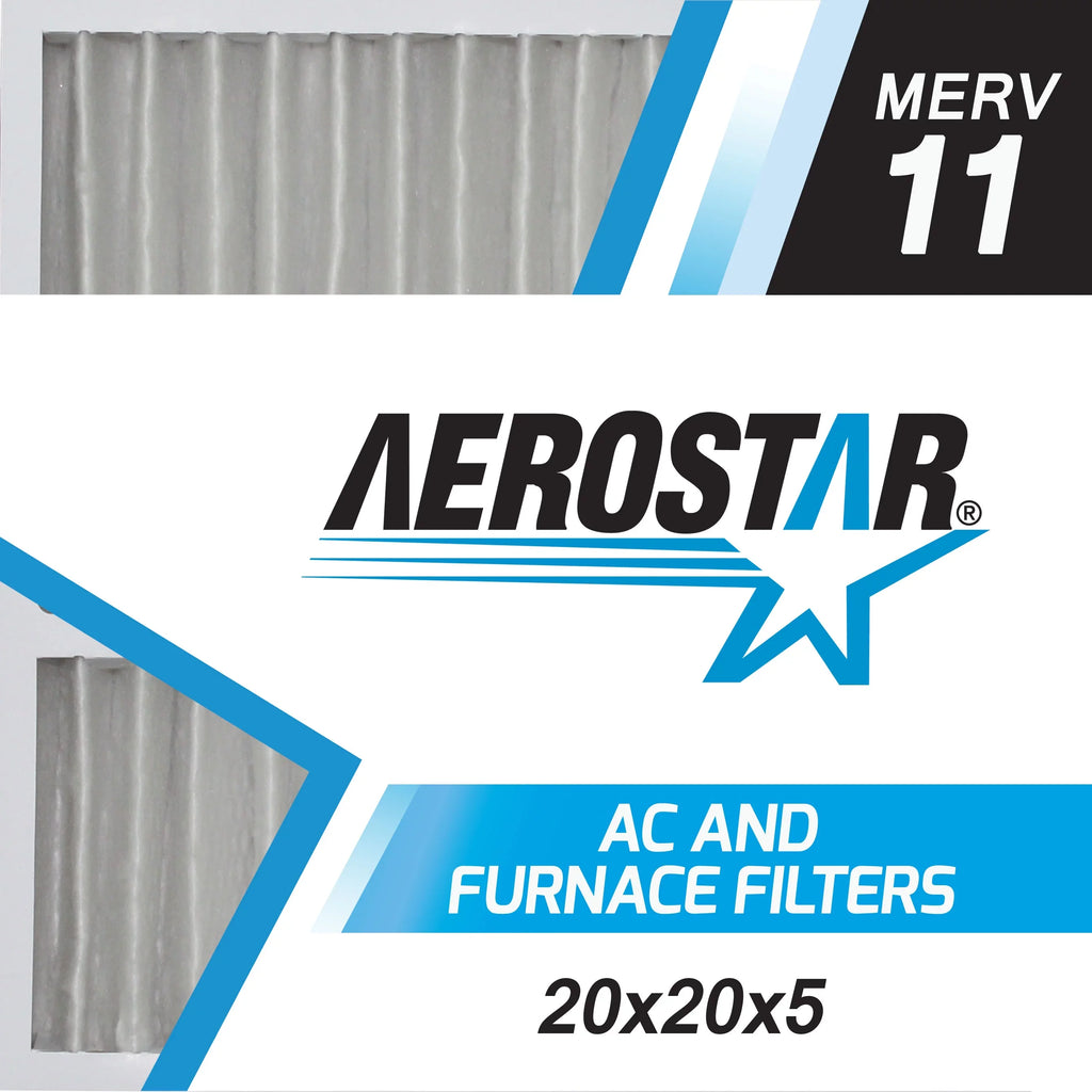 Filter, 20x20x5 Carrier 20x20x5, of MERV Aerostar Air Replacement Pleated Box 11, 2