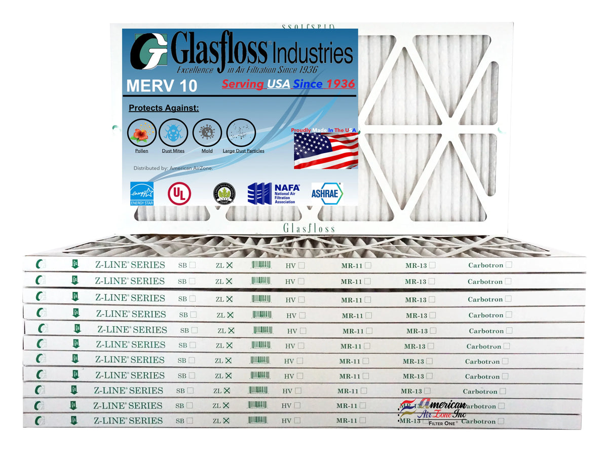 Filter x - -Qty:12 Glasfloss Air USA MERV Size: 10 11.5 Furnace in inch) - (Actual 12x30x1 29.5x7/8 Made -