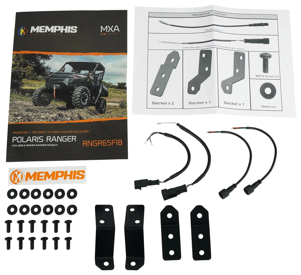 Tower Memphis Polaris 2018+ Ranger RNGR65FE Audio Speakers+Amp For Pods+LED Pair