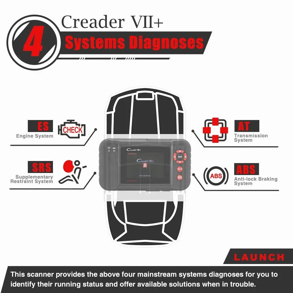 Diagnostic Reader EOBD (CRP123) Launch Car Testing Code VII+ Engine/Transmission/ABS/Airbag X431 Creader Scanner OBD2