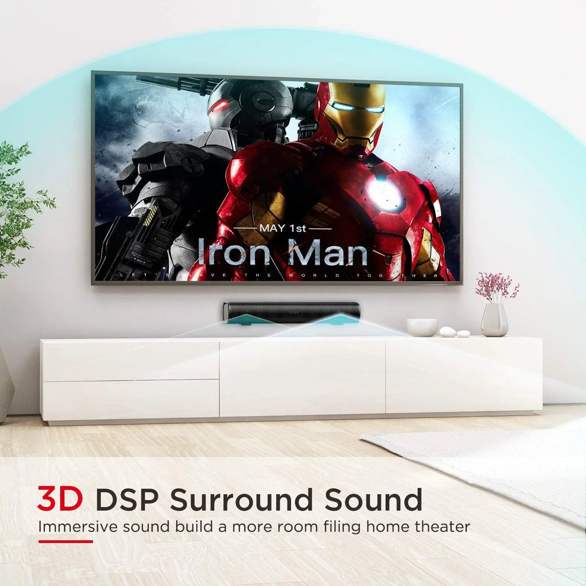 Bomaker 2.0 Speaker, Sound TV, Computer Surround Sound SoundBars For TV 105dB, 5.0 16-Inch Bluetooth 3D Wireless bar,