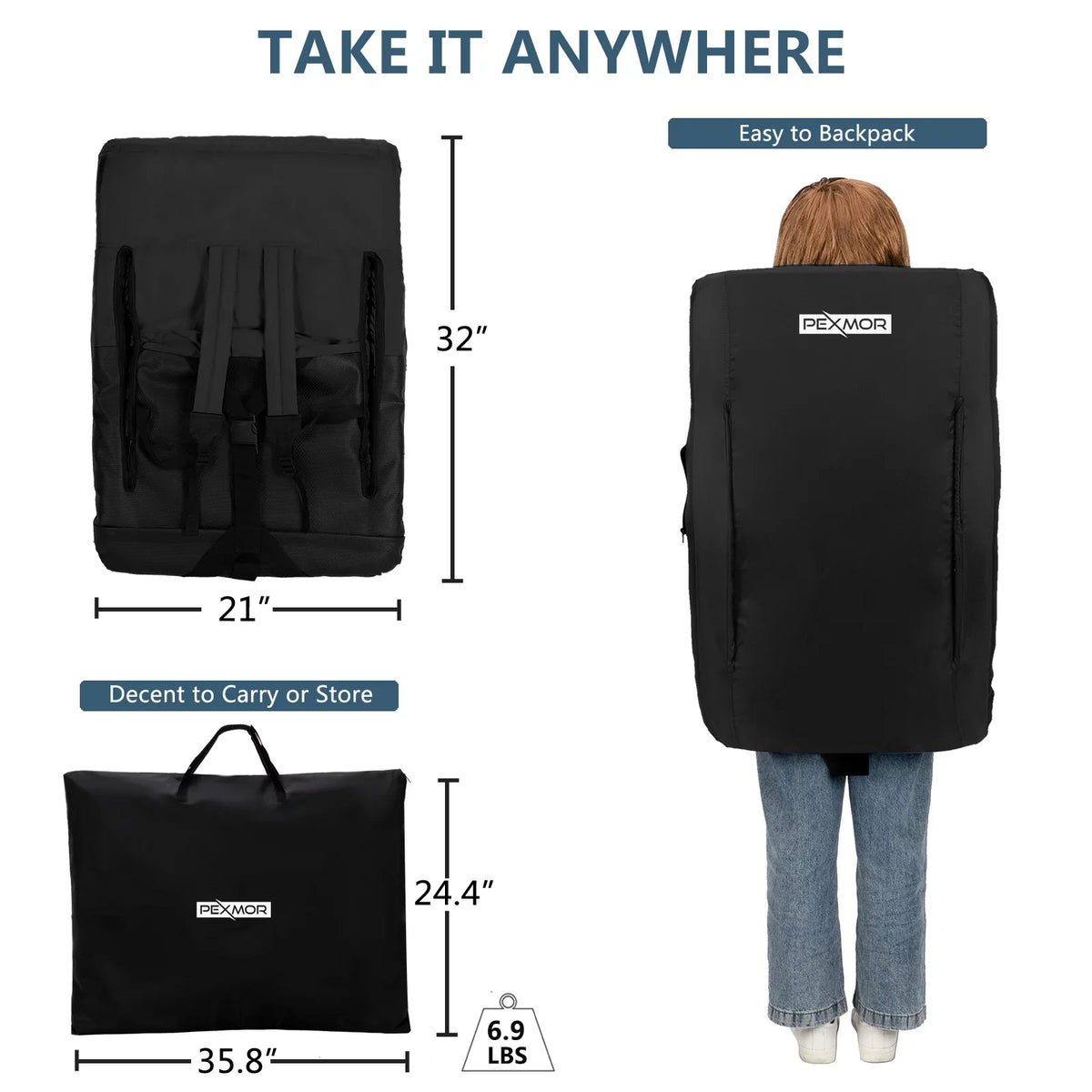Seat with Reclining Carrying Back 21'' Stadium Portable for Bleachers Width PEXMOR Bag, Standard 2-Pack & Support Cushion,