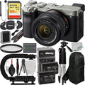 28-60mm with Sony (26pc Tripod Alpha More Mirrorless Bundle) Much Digital + a7C Lens Batteries, Replacement Camera (Silver) 2x 128GB SDXC, Extreme & Lightweight 57”