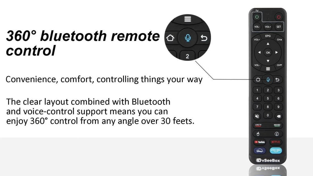 6k 2023 w/Bluetooth V2pro Remote & Upgraded Voice vSeeBox Wi-Fi