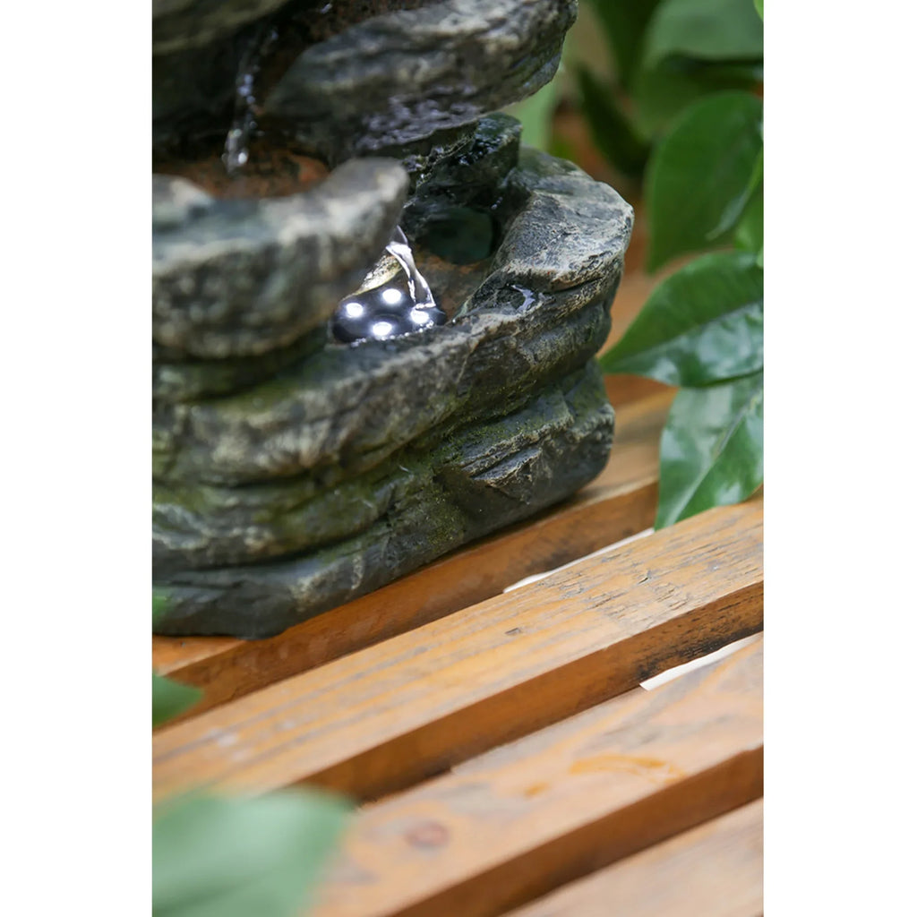 '- CC Fountain Tabletop Brown Furnishings 13.75" Cascading with Light Stone Outdoor Home -