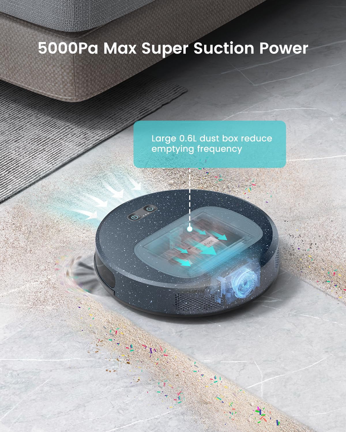 Box, Thin Strong 600ml Robot and for Suction, Wi-Fi/App/Alexa Ultra Control, Visual Hard Home Lefant Pet Carpet Dust Cleaner, Vacuums Hair, Vacuum 5000Pa F1 Floors Robotic