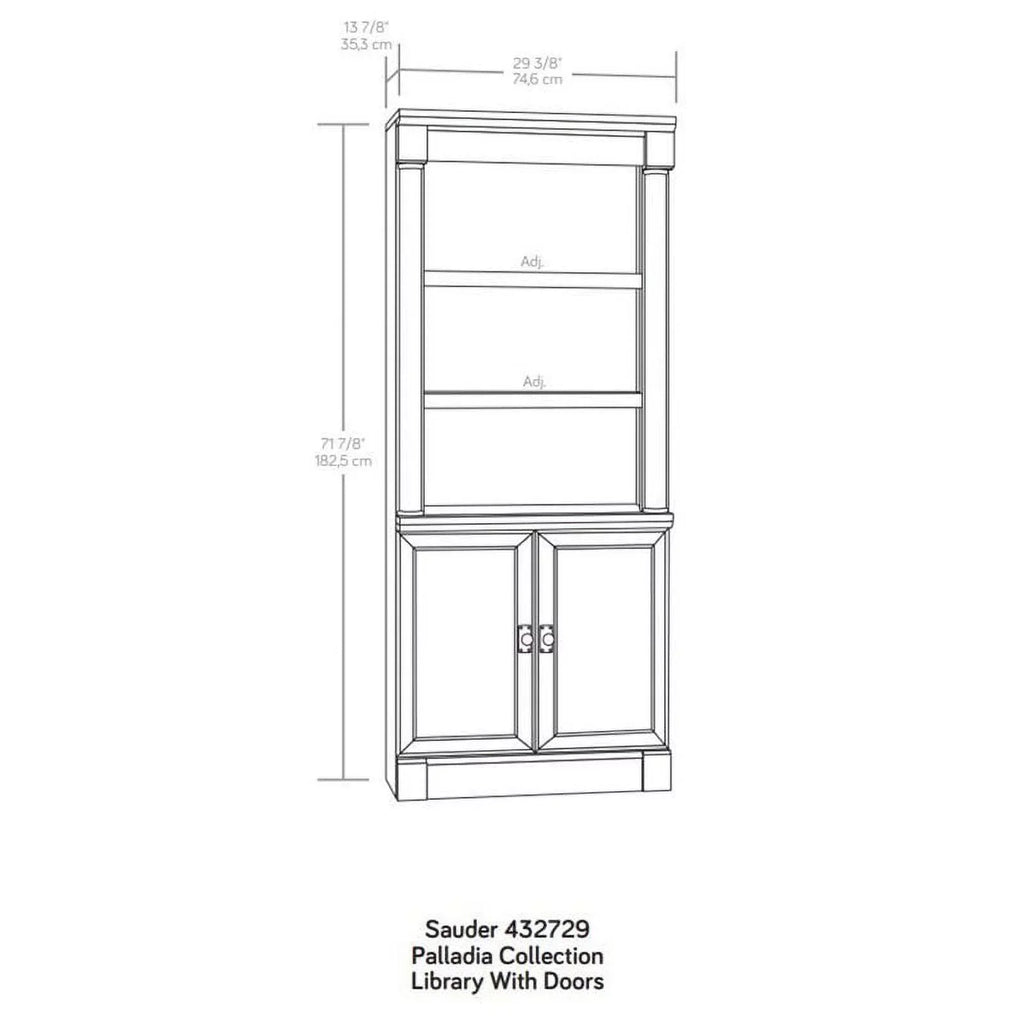 Library Bookcase Bookcase, Glacier Palladia 5-Shelf Finish Oak Sauder