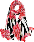 Shawl Silk Women Girls Neck Scarves Wrap Roses Watercolor Hyjoy Lightweight Long Scarf for Red