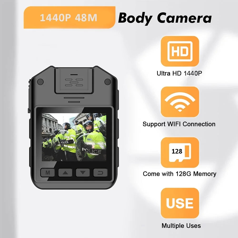 Cam - Guard - Mini Audio with Waterproof Law 128GB Security Home Wearable Vision 1440P Body for Camera Enforcement Camcorder RONY and Police Night Body with Body Recording Video