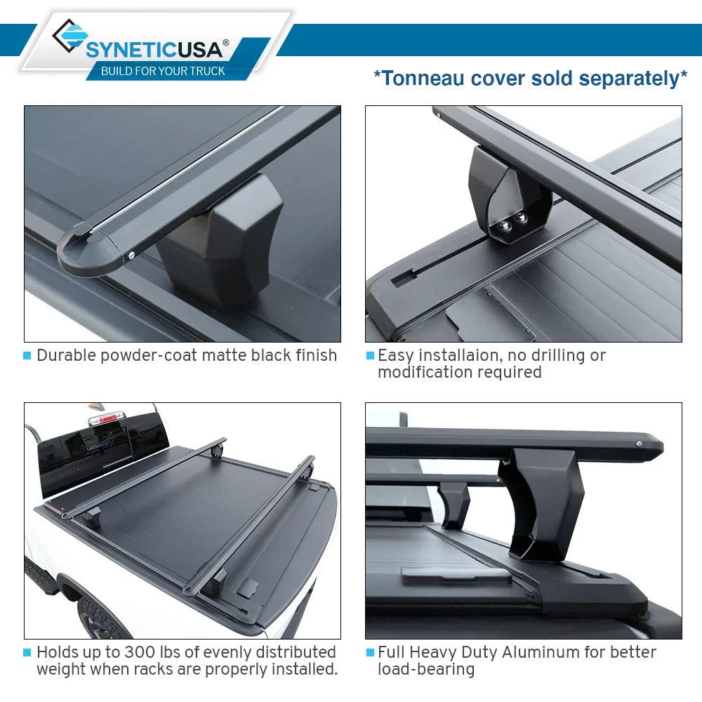 Cargo F150 Crossbar with HD Syneticusa Truck Heavy Silverado Compatible Towers Bed Adjustable Rack Duty Titan Tundra Ram