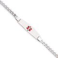 Silver Bracelet Silver Curb Medical Link Rhodium-plated Sterling Primal ID