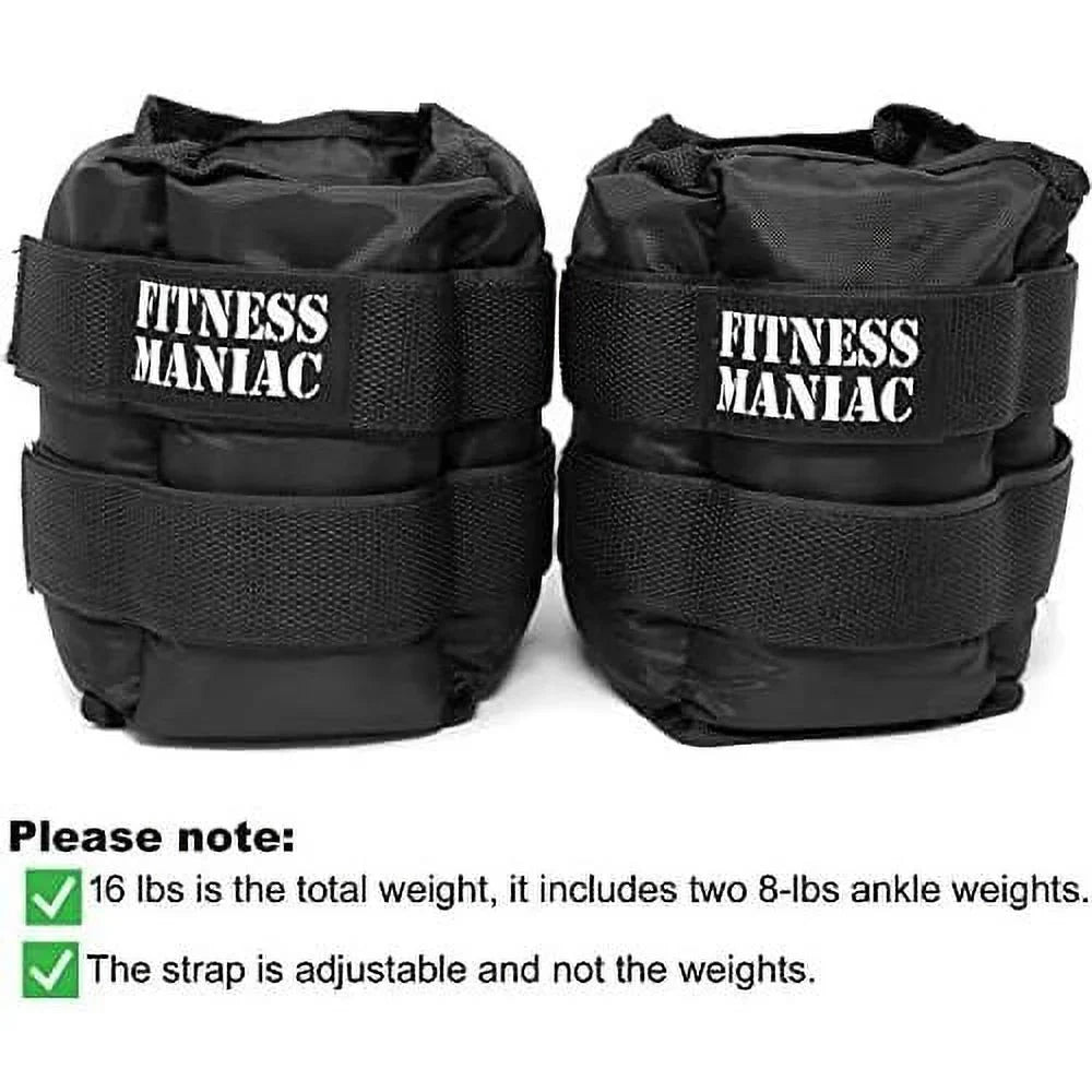 leg weights gym, women weight, durable premium double workout, ab, glute men for walking, 16 heavy set 1 pounds pair and (8 straps exercises lbs pro per ankle for ankle)