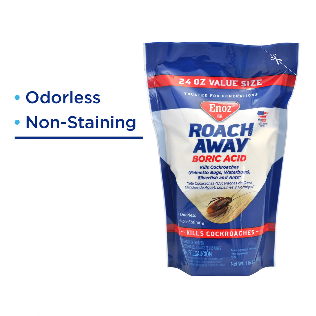 Away Boric Powder, Roach Acid Enoz Pack) Pouch Cockroach Killer, 24 (3 oz