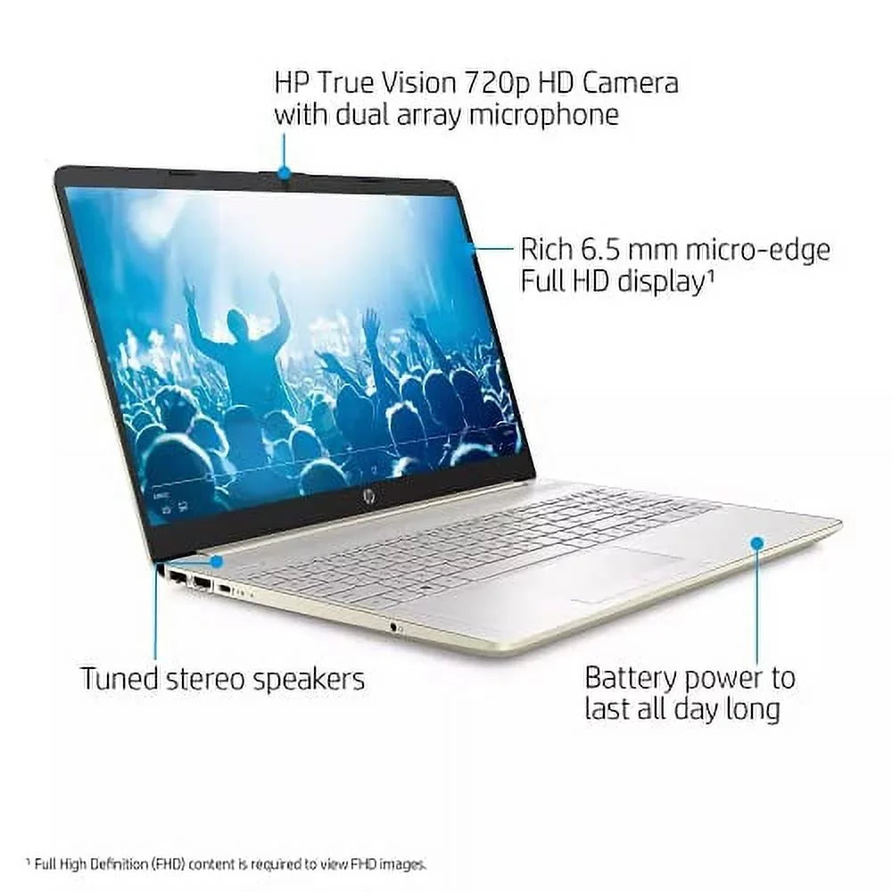 AC DDR4 Intel RAM RJ45 i5-1135G7 USB-C FHD 4-Core NVMe 11 15.6" Laptop HDMI Intel Webcam 8GB Iris Xe SSD Accessories 11th Graphics Pro 2022 Gold Keyboard PC 256GB w/RE Backlit Windows BT WiFi HP