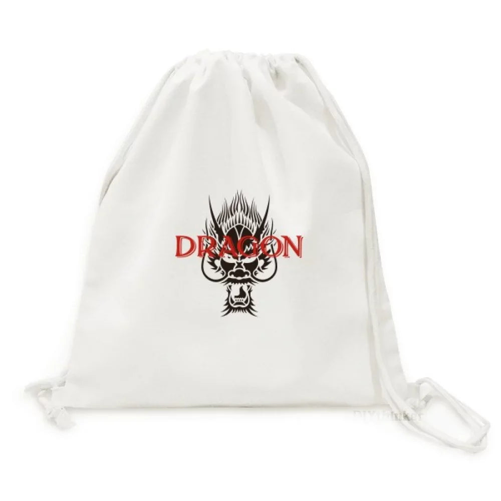Backpack Bag Drawstring Canvas Animal East Wings Shopping Myth West Dragon Reusable Mesh
