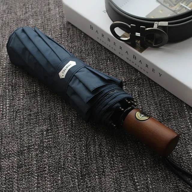 Clear Business Men Sun Handle UV Wood Umbrella Windproof Golf Umbrellas Anti 10 Umbrella Parasol UPF50+ Ribs