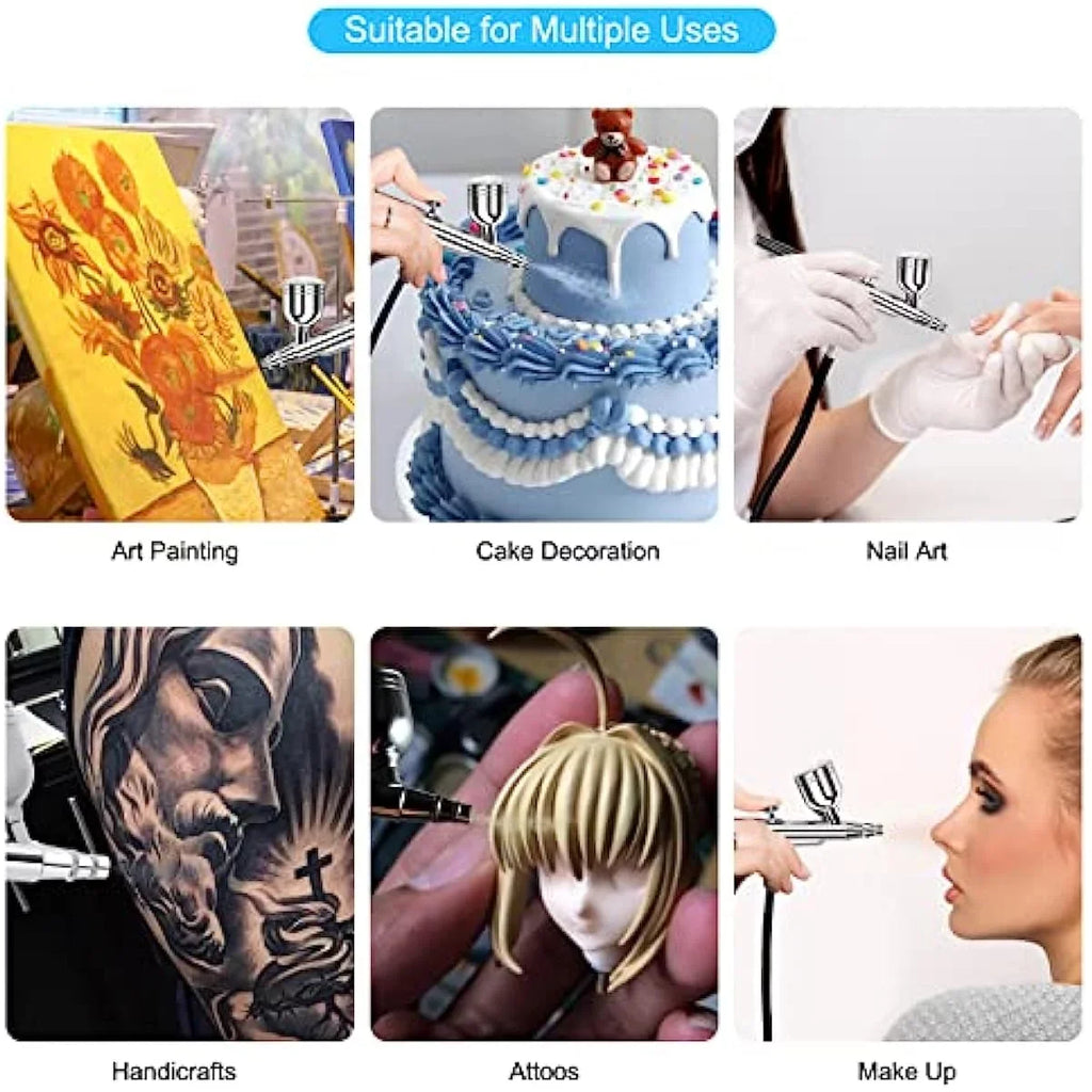 with Cake Airbrush Craft Multi-Purpose Set for Compressor Tattoo Upgraded Decor Gocheer 40PSI Dual-Action Airbrush Kit, Art Makeup