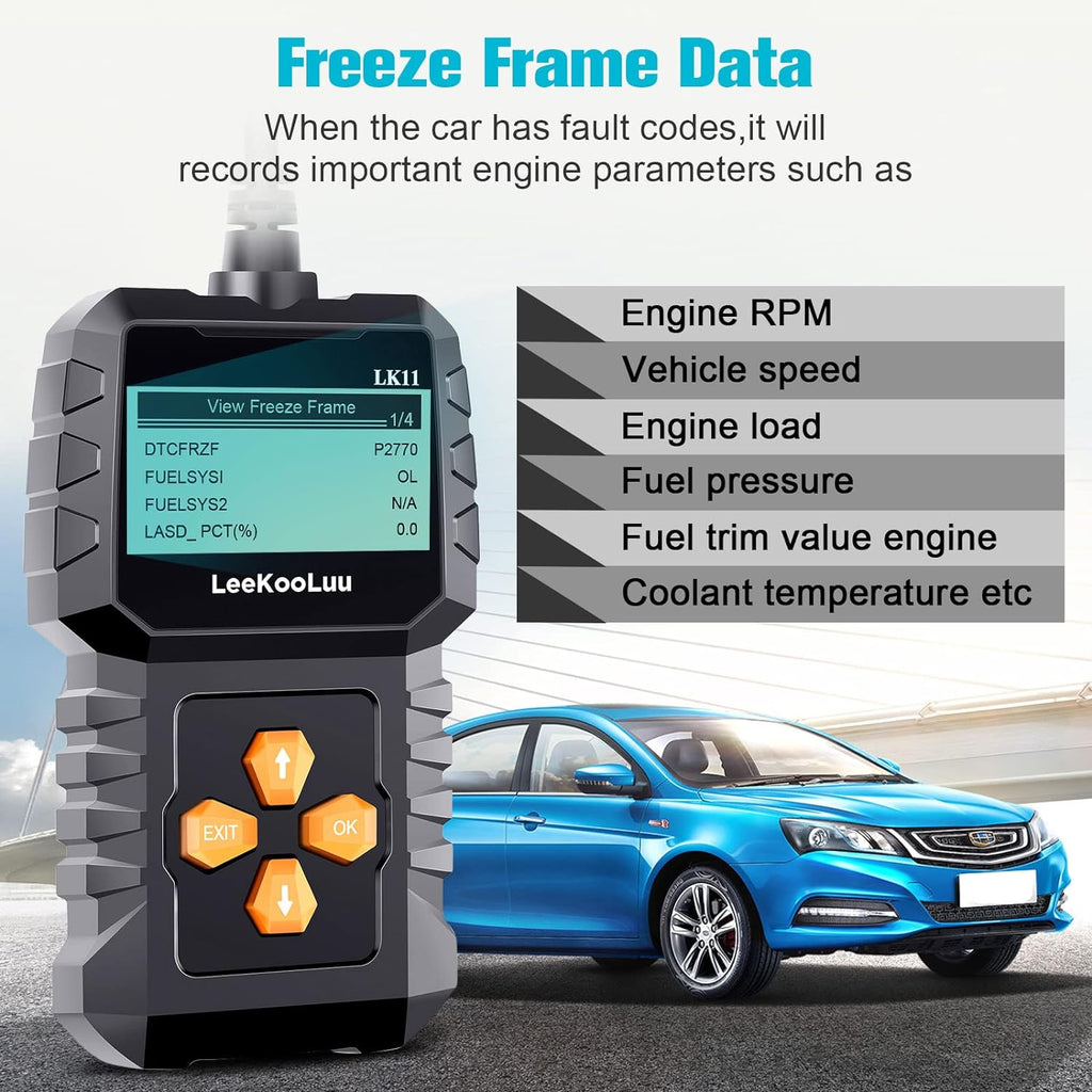 Play 1996 Freeze Code - Clear Cars Reader Readiness Professional LK11 Diagnostic for Since Reset Alert Scan Easy Setup and OBD2 Code LeeKooLuu to Plug Frame/I/M - Scanner Use Engine with