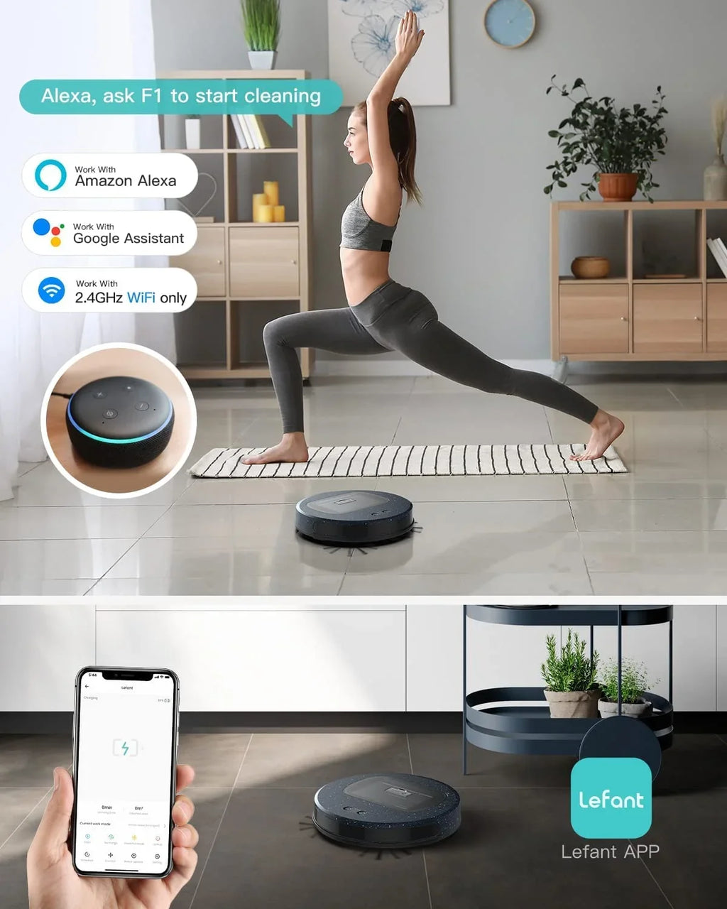 Box, Thin Strong 600ml Robot and for Suction, Wi-Fi/App/Alexa Ultra Control, Visual Hard Home Lefant Pet Carpet Dust Cleaner, Vacuums Hair, Vacuum 5000Pa F1 Floors Robotic