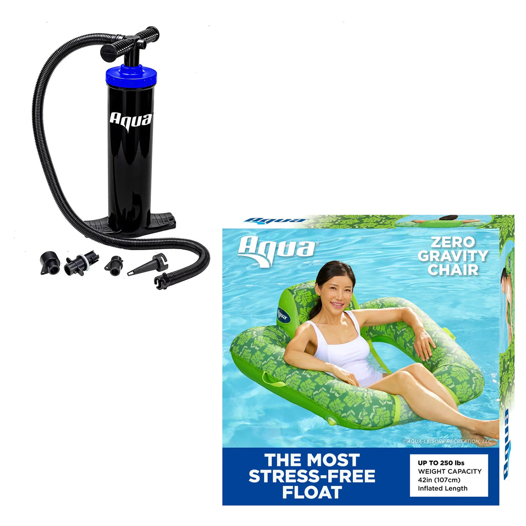 Leisure Float, Gravity w/ Pool Chair Pump Swimming Green Hand Aqua Lounge 0