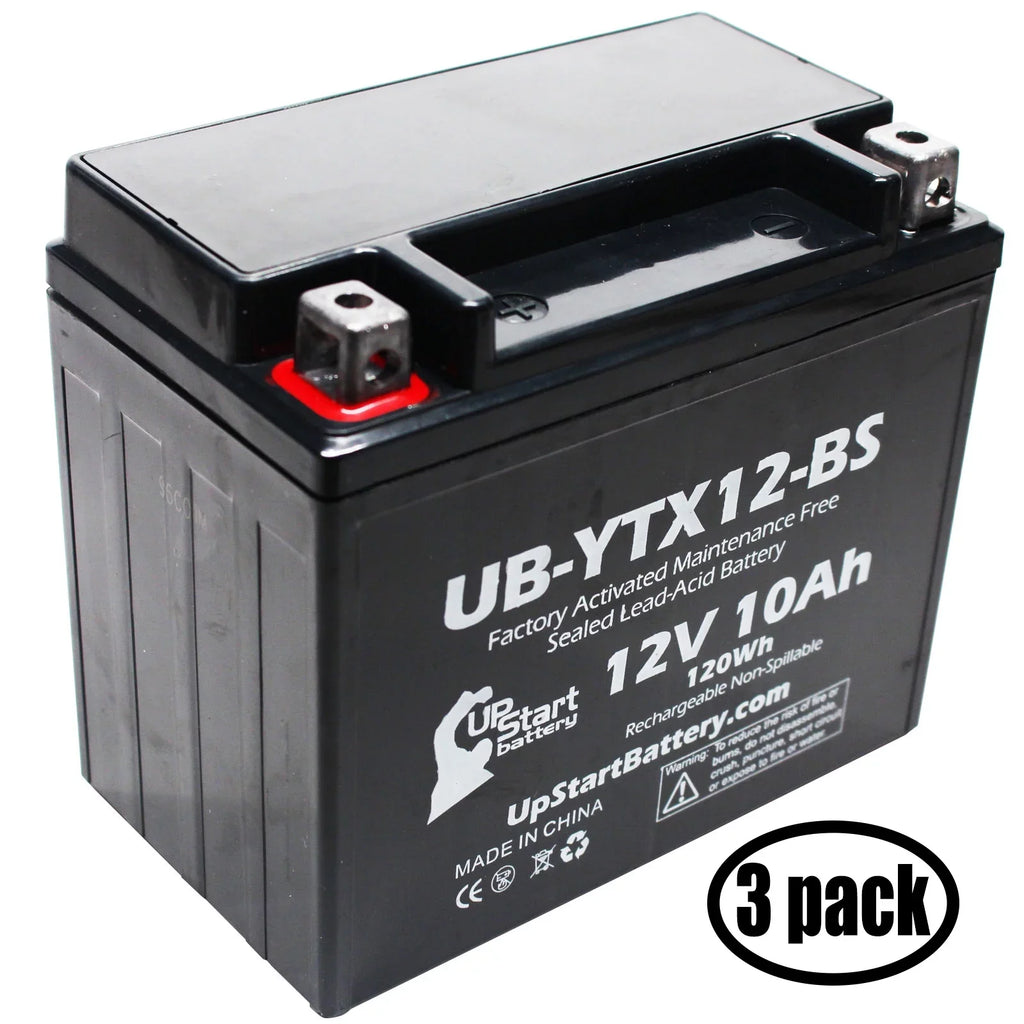 Maintenance Suzuki UB-YTX12-BS for UpStart 3-Pack Battery Free, GSX-R1000 1000 - 12V, Motorcycle Battery Activated, Replacement 2003 Factory CC 10Ah,