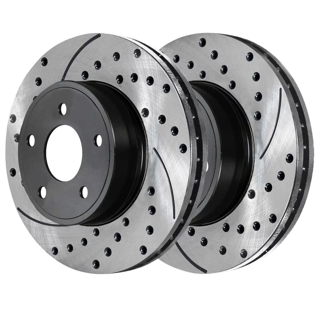 Black and Rotors Side AutoShack Front C/V V6 Slotted Town Dodge Kit Driver Country Ceramic Replacement FWD Ram VW and Pads Passenger Grand Chrysler & Routan for Drilled Brake Journey 2008-2016 Caravan