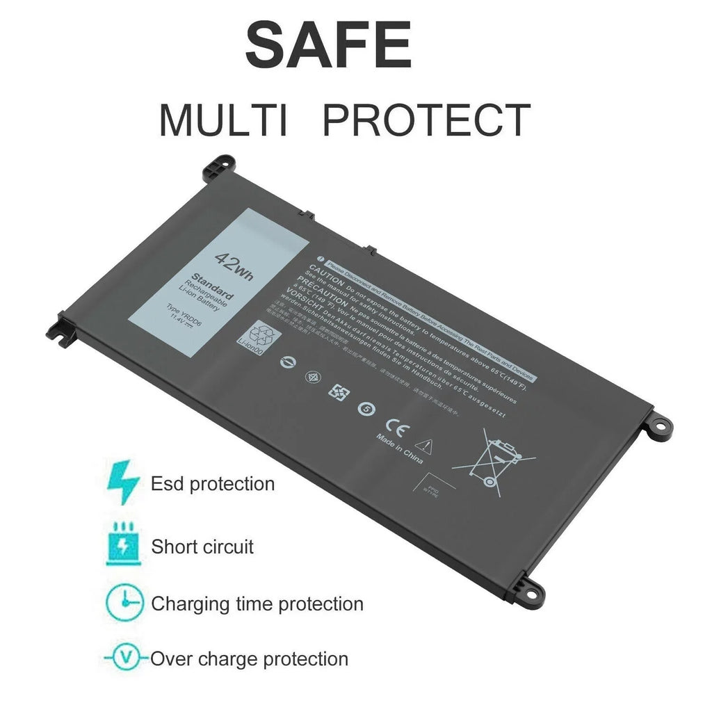 5491 Battery 2in1 for 42Wh YRDD6 3493 Inspiron 7586 Laptop 5482 3310 5485
