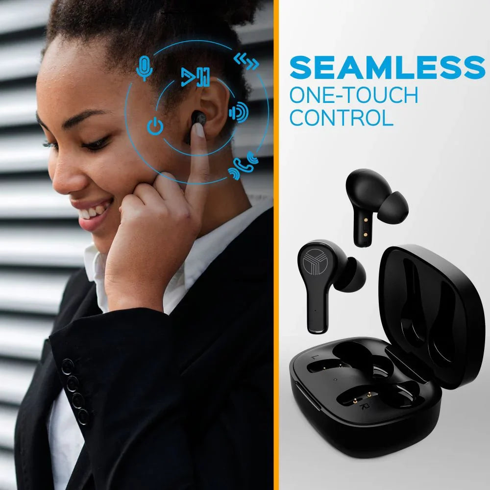 Earbuds, Charging, Port, 28H with Includes Time, Charging Noise IPX8 True Black up Bluetooth - TREBLAB Earbuds WX8 and Control w/Wireless of USB-C Waterproof 5.1, Play Isolation, Touch Case Wireless
