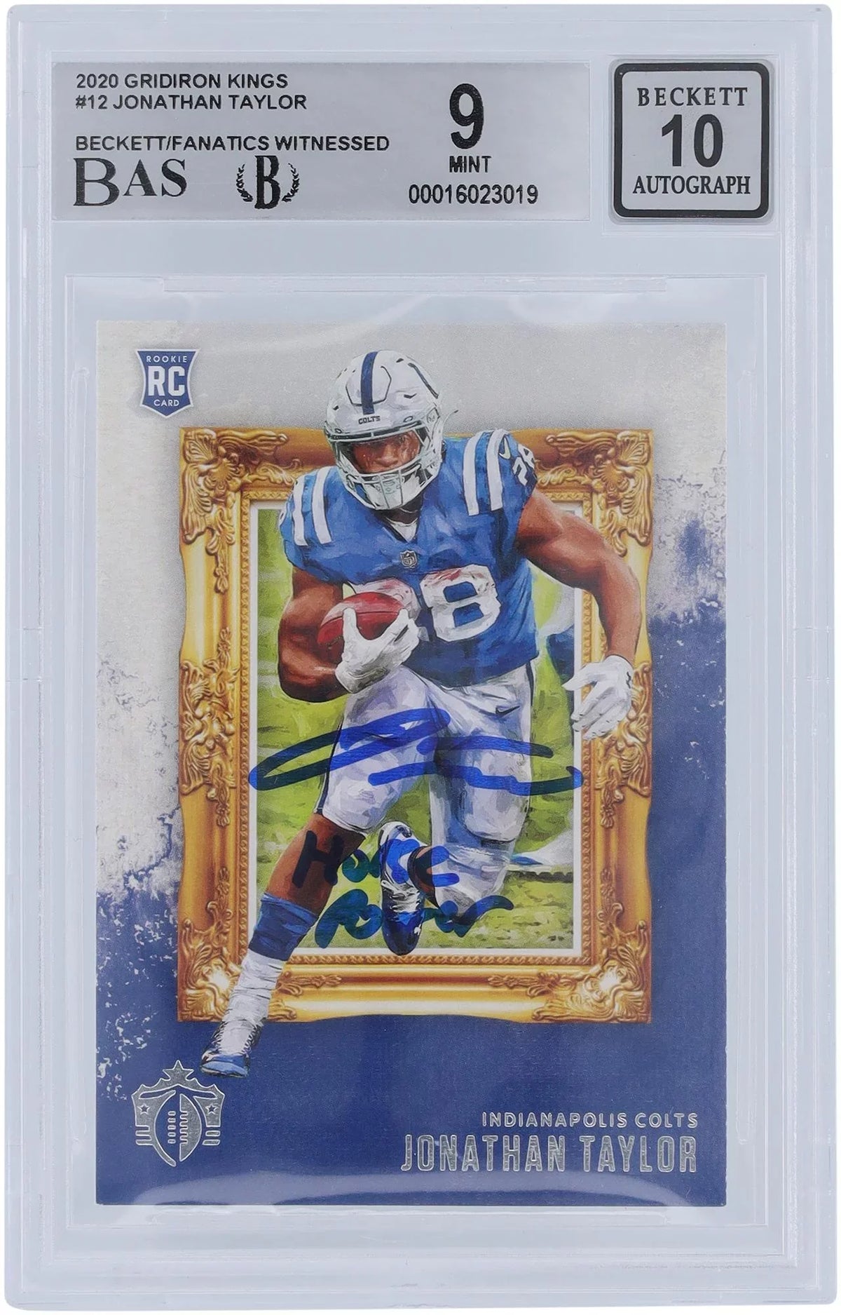Authentic Autographed Colts Gridiron Witnessed #GK-12 Indianapolis 2020 with Certified Power" Fanatics - 9/10 Card Panini Authenticated Beckett Rookie Fanatics Inscription Taylor Jonathan Kings "Horse