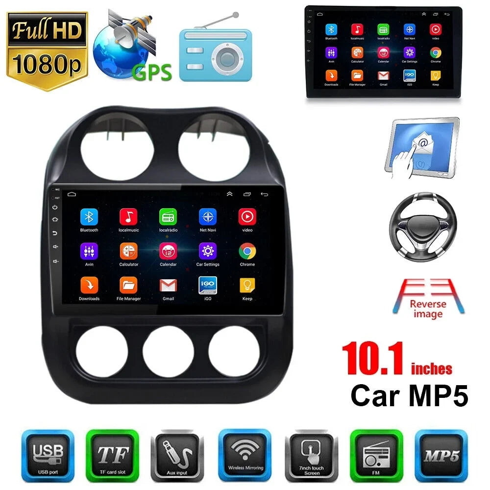 Android WiFi, Navi Display Stereo GPS - 10.1" Jeep - Compass Car MP5 Reverse Kydely Camera Bluetooth, Player Patriot 11,
