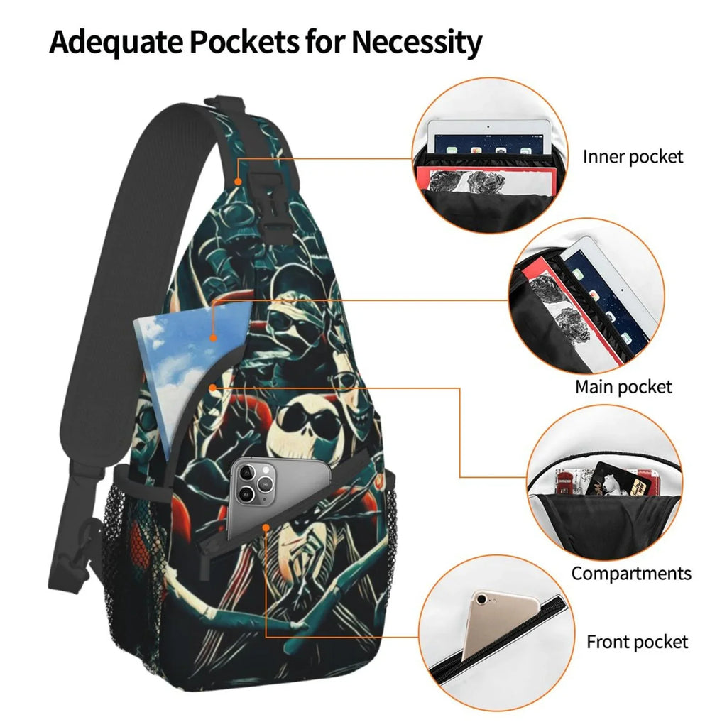 Gifts Shoulder Men Bag Hiking Skellington Backpack Crossbody Sling Chest Women Daypack Travel Jack Bags Unisex For