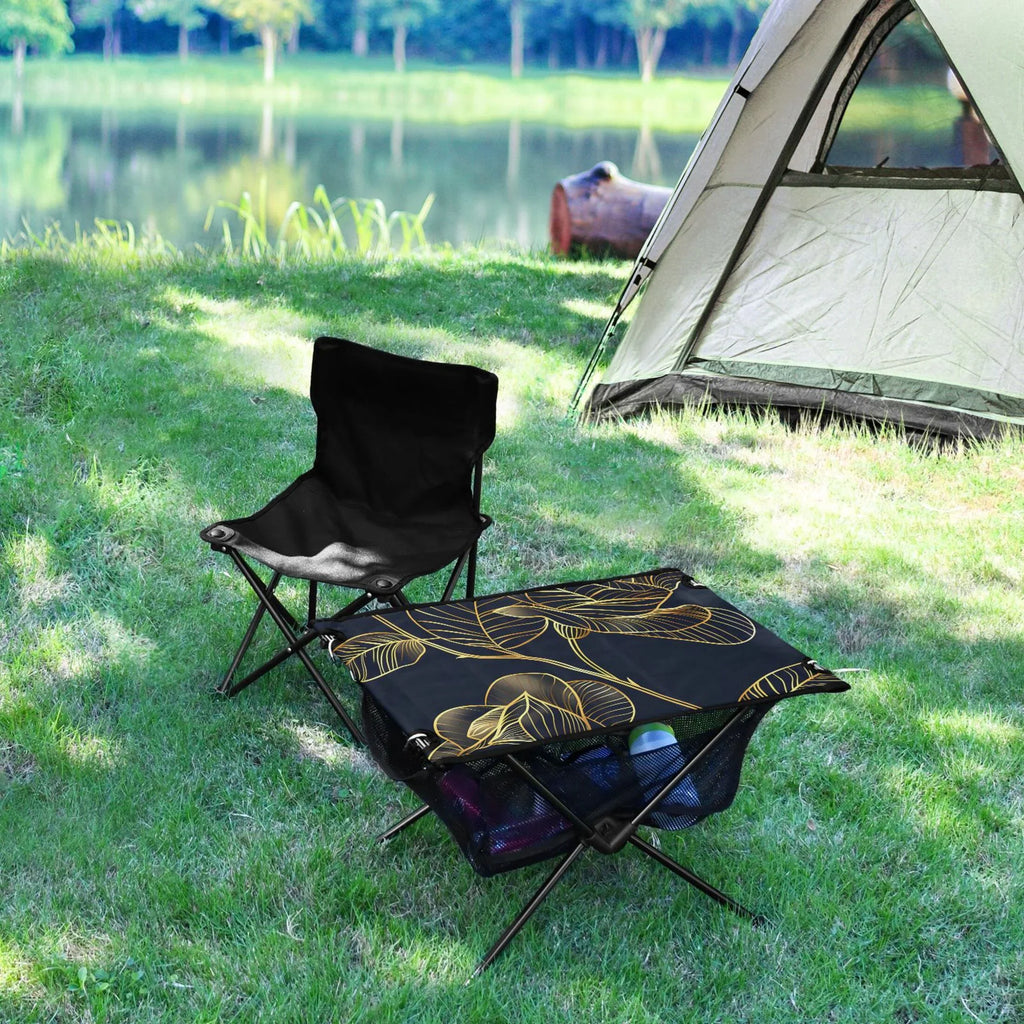 BBQ Fishing Portable Luxury for Golden with Outdoor Picnic Beach Table Rose Table Compact Bag Folding Camping Travel Table Flower Storage