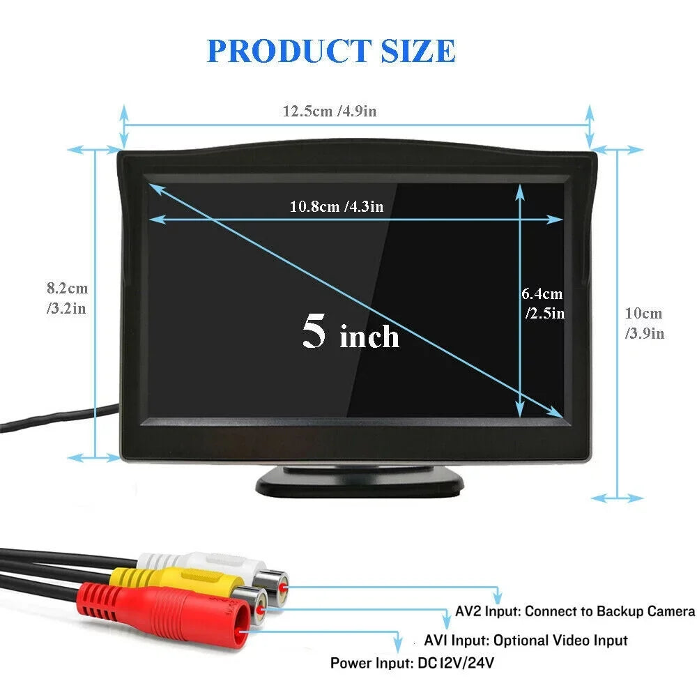Night 5" View Monitor HD Camera System Car Vision Parking Backup Rear Wireless +