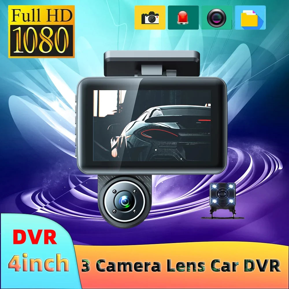 Pinnaco Camcorder Cam Wide 3 Mirror Car Safety Cameras Recorder Angle Rearview Dash Driving