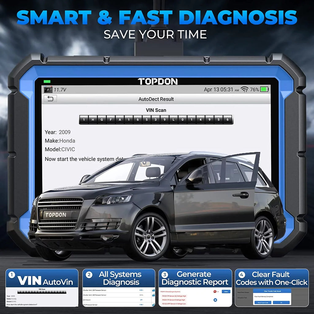 & Systems Diagnosis, Car Scanner Pro Diagnostic OE-Level ArtiDiag Update Scan 31+Maintenance OBD2 Full Free TOPDON Tool, Online-Coding 2-Year