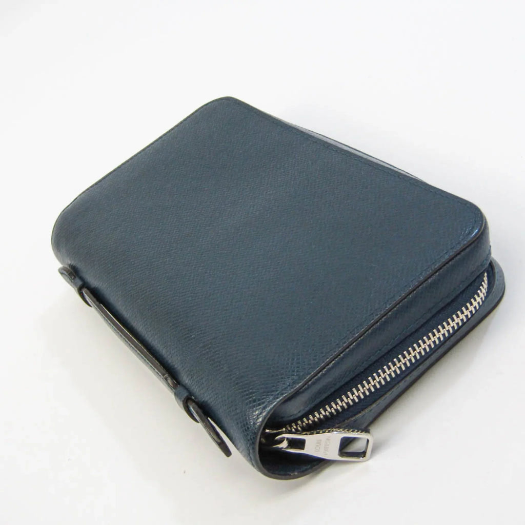 M64019 Men's Leather Taiga Wallet Long Taiga Zippy Blue Vuitton Louis Navy (bi-fold) XL Pre-Owned (Good)