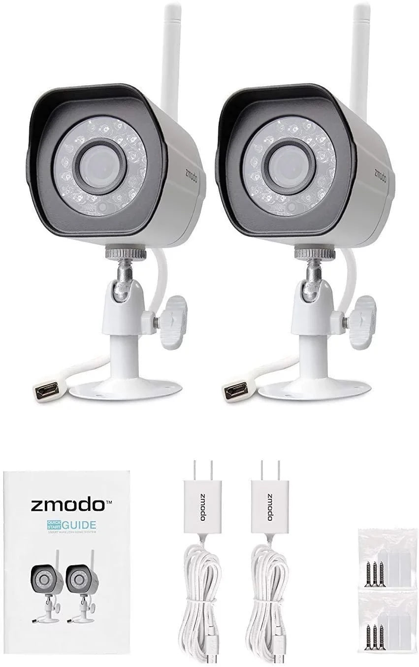 Camera Compatible System Pack Night Security Plug-In, Alexa Zmodo Smart Outdoor Cameras Vision with WiFi IP Wireless 2